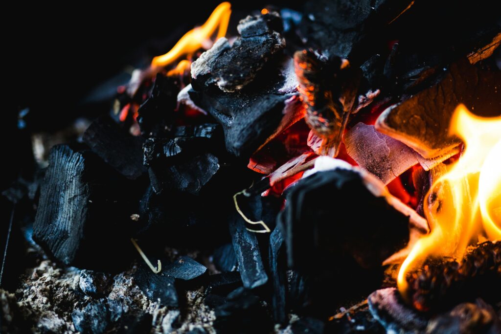 Burning charcoal