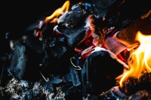 Burning charcoal